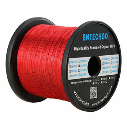 Picture of BNTECHGO 26 AWG Magnet Wire - Enameled Copper Wire - Enameled Magnet Winding Wire - 3.0 lb - 0.0157" Diameter 1 Spool Coil Red Temperature Rating 155 Widely Used for Transformers Inductors