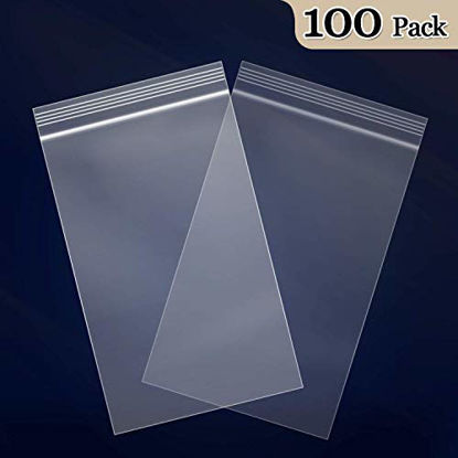 Picture of 100 Count - 3" x 5", 2 Mil Clear Plastic Reclosable Zip Poly Bags with Resealable Lock Seal Zipper for Photo, Jewelry, Bakery, Treats, Party Favors
