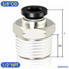 Picture of Tailonz Pneumatic Male Straight 3/8 Inch Tube OD x 1/2 Inch NPT Thread Push to Connect Fittings PC-3/8-N4 (Pack of 2)