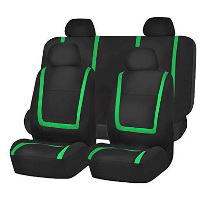 Picture of FH Group FB032GREEN114 Green Unique Flat Cloth Car Seat Cover (w. 4 Detachable Headrests and Solid Bench)