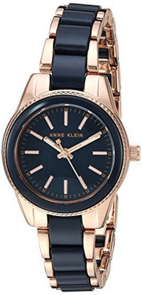 Picture of Anne Klein Women's Rose Gold-Tone and Navy Blue Resin Bracelet Watch