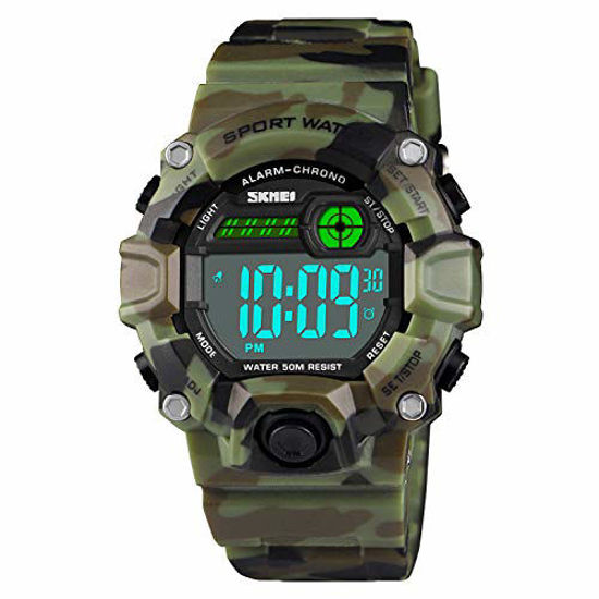 Picture of Boys Camouflage LED Sports Kids Watch,Waterproof Digital Electronic Military Wrist Watches for Kids with Silicone Band Luminous Alarm Stopwatch Watches Age 5-10