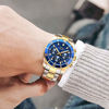 Picture of Mens Watches Chronograph Gold Blue Stainless Steel Waterproof Date Analog Quartz Watch Business Casual Fashion Wrist Watches for Men