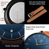 Picture of Watch, Mens Watch, Minimalist Fashion Simple Wrist Watch Analog Date with Leather Strap Orange Blue