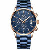 Picture of CRRJU Mens Watches Fashion Business Quartz Analog Auto Date Men's Watch Blue Stainless Steel Band Waterproof Chronograph Wrist Watch for Men