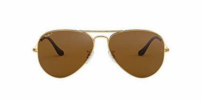 Picture of Ray-Ban Unisex-Adult RB3025 Classic Sunglasses, Gold/Brown Polarized, 62 mm