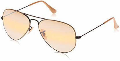 Picture of Ray-Ban Unisex-Adult RB3025 Classic Sunglasses, Black/Matte Beige/Yellow Gradient Mirror, 55 mm