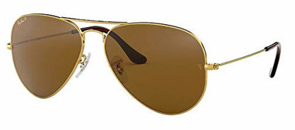 Picture of Ray Ban RB3025 AVIATOR LARGE METAL 001/57 58M Gold/Brown Polarized Sunglasses For Men For Women