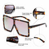 Picture of GRFISIA Square Oversized Sunglasses for Women Men Flat Top Fashion Shades (Leopard Frame- Pink Mirror, 2.56)