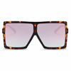 Picture of GRFISIA Square Oversized Sunglasses for Women Men Flat Top Fashion Shades (Leopard Frame- Pink Mirror, 2.56)