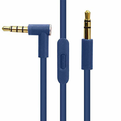 Picture of Replacement Audio Cable Cord Wire with in line Microphone and Control For Beats by Dr Dre Headphones Solo Studio Pro Detox Wireless Mixr Executive Pill (Dark Blue)
