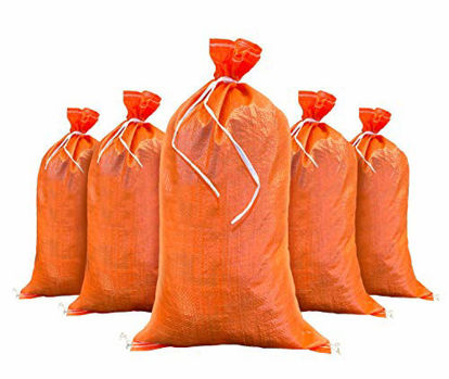 Picture of Sandbags for Flooding - Size: 14 Inch x 26 Inch - Orange - Sand Bag - Flood Water Barrier - Water Curb - Tent Store Bags by Sandbaggy (5 Orange Sandbags)