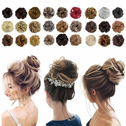 Picture of Messy Bun Hair Piece Thick Updo Scrunchies Hair Extensions Ponytail Hair Accessories Black&Dark Auburn