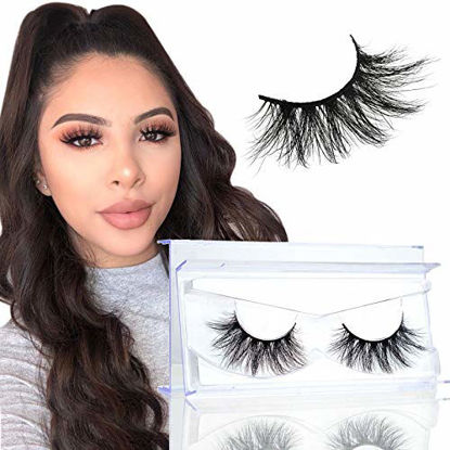 Picture of Goo Goo Mink Eyelashes, 18mm 3d Mink Lashes Siberian Mink Fur Individual Lashes Pack 1 Pair Fake Eyelashes Natural Look Hand Made Black Strips False Eyelashes for Women