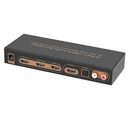 Picture of 3x1 HDMI Switch with TOSLINK Optical SPDIF & RCA L/R Audio Out, 3 Port HDMI Audio Extractor Splitter with Remote, Supports ARC, 4kx2k@30hz, Full 3D, 1080P
