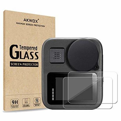 Picture of [4 Pack] Tempered Glass Screen Protector for Gopro Max Action Camera (2-Pack) & Lens Cap Cover (2-Pack) By Akwox