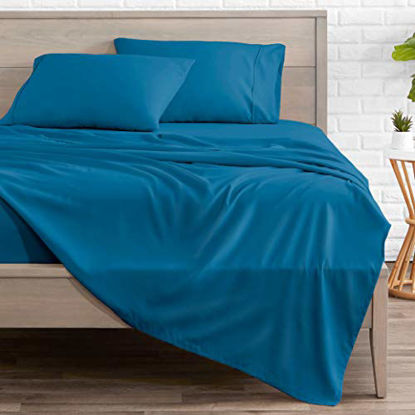 Picture of Bare Home Split King Sheet Set - 1800 Ultra-Soft Microfiber Bed Sheets - Double Brushed Breathable Bedding - Hypoallergenic - Wrinkle Resistant - Deep Pocket (Split King, Medium Blue)