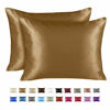 Picture of ShopBedding Luxury Satin Pillowcase for Hair - Standard Satin Pillowcase with Zipper, Gold (Pillowcase Set of 2) - Blissford