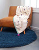 Picture of Unique Loom Solo Solid Shag Collection Modern Plush Navy Blue Round Rug (6' 0 x 6' 0)