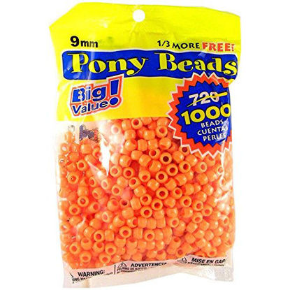 Picture of Darice Orange Opaque 9mm, 1000 pieces Pony Beads, 720 Count