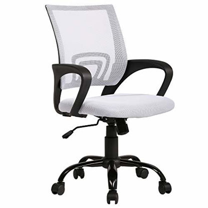 Picture of Ergonomic Office Chair Mesh Cheap Desk Chair Task Computer Chair Lumbar Support Modern Executive Adjustable Rolling Swivel Chair for Back Pain, White