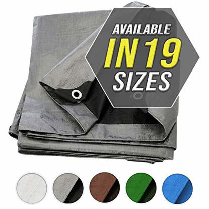 Picture of Tarp Cover 12x16 Silver/Black Heavy Duty Thick Material, Waterproof, Great for Tarpaulin Canopy Tent, Boat, RV or Pool Cover!!!