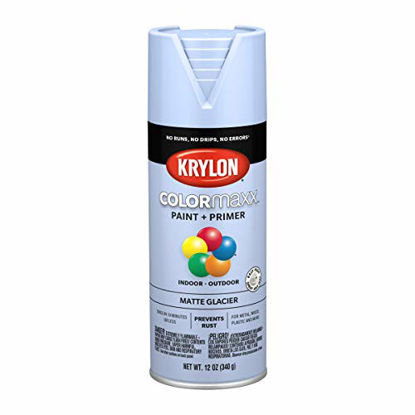 Picture of Krylon K05551007 COLORmaxx Spray Paint and Primer for Indoor/Outdoor Use, Matte Glacier Blue