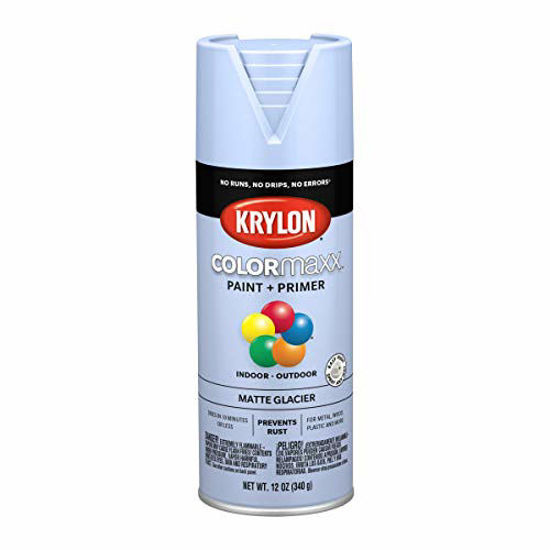 Picture of Krylon K05551007 COLORmaxx Spray Paint and Primer for Indoor/Outdoor Use, Matte Glacier Blue
