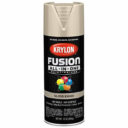 Picture of Krylon K02713007 Fusion All-In-One Spray Paint for Indoor/Outdoor Use, Gloss Khaki Beige