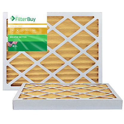 Picture of FilterBuy 27x27x2 MERV 11 Pleated AC Furnace Air Filter, (Pack of 2 Filters), 27x27x2 - Gold