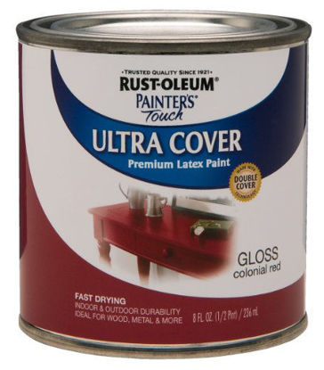 Picture of Rust-Oleum 1964502-2PK Painter's Touch Latex Paint, Quart, Gloss Colonial Red, 2 Pack