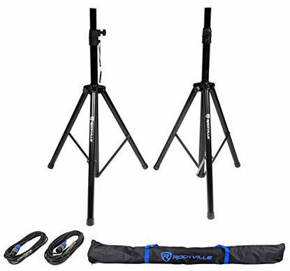 Picture of Pair of Rockville Tripod Speaker/Lighting Stands+(2) 20 Foot 1/4"-SpeakOn Cables