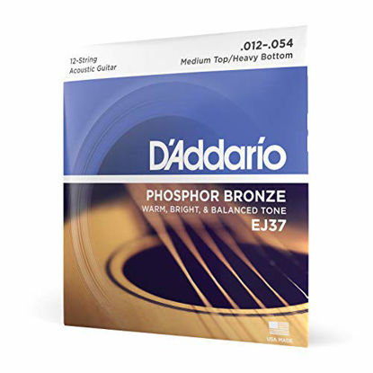 Picture of D'Addario EJ37 12-String Phosphor Bronze Acoustic Guitar Strings, Medium Top/Heavy Bottom, 12-54