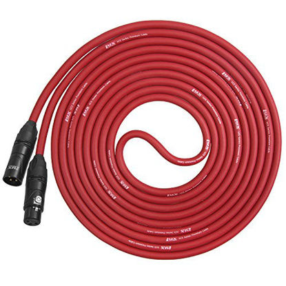 Picture of LyxPro 15 Feet XLR Microphone Cable Balanced Male to Female 3 Pin Mic Cord for Powered Speakers Audio Interface Professional Pro Audio Performance and Recording Devices - Red