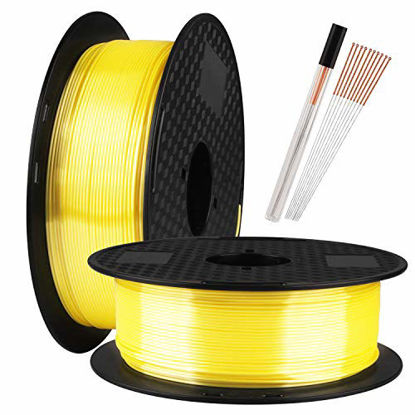 Picture of TTYT3D Shine Yellow Silk 3D Printer PLA Filament - 1.75mm 3D Printing Material Widely Compatible 1KG 2.2LBS Spool with Extra Gift 10pcs FDM 3D Printer Nozzle Cleaning Needles