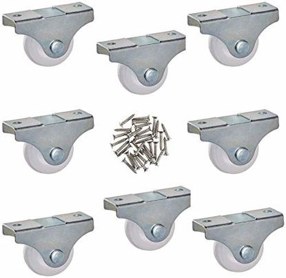 Picture of ZXHAO 1 inch Casters Fixed Metal Top Plate Hard Plastic Wheels Orienteering Caster Wheel 8pcs (with Screws)