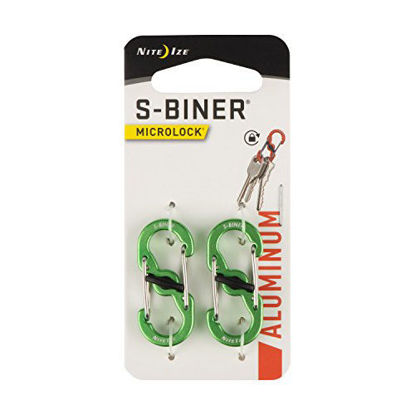 Picture of Nite Ize S-Biner MicroLock, Locking Key Holder, 2-Pack, Aluminum, Lime