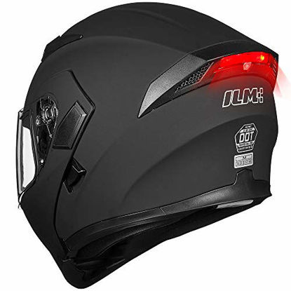 Picture of ILM Motorcycle Dual Visor Flip up Modular Full Face Helmet DOT LED Lights (L, MATTE BLACK - LED)