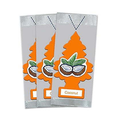 Picture of LITTLE TREES Car Air Freshener | Hanging Paper Tree for Home or Car | Coconut | 3 Pack