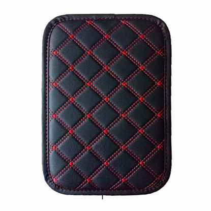 Picture of Forala Auto Center Console Pad PU Leather Car Armrest Seat Box Cover Protector Universal Fit (D-Black&Redline)
