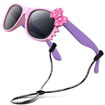 Picture of RIVBOS Rubber Kids Polarized Sunglasses With Strap Glasses Shades for Boys Girls Baby and Children Age 3-10 RBK002 3376-pink