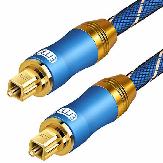 Picture of Optical Audio Cable Digital Toslink Cable - [Nylon Braided Jacket,Durable and Flexible] EMK Fiber Optic Cord for Home Theater, Sound bar, TV, PS4, Xbox & More (6Ft/1.8M)