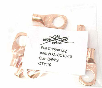 Picture of (10) 8 Gauge Copper Ring Terminals 3/8"