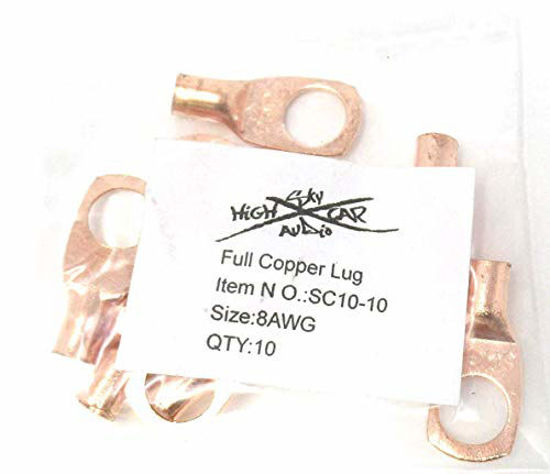 Picture of (10) 8 Gauge Copper Ring Terminals 3/8"