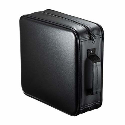 Picture of SANWA (Japan Brand 320 Large Capacity CD Case, Portable DVD/VCD Storage, EVA Protective Blu-ray Wallet, Binder, Holder, Booklet with Attached Handle for Car, Home, Office, Travel (Black)