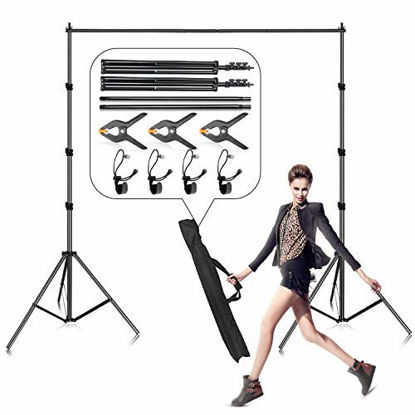 Picture of Photography Backdrop Stand Kit, GloShooting 8.5 x 10 ft Adjustable Photo Video Background Support System for Professional Photographic Studio with Muslin Clamp & Clips Package