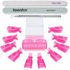 Picture of Teenitor Gel Nail Polish Remover Kit with 10pcs Nail Polish Remover Clips Cap 115pcs Nail Wipe Cotton Pads Nail Scraper Nail Files and Buffer Bushes - Hot Red