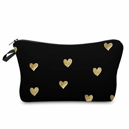 Picture of Cosmetic Bag for Women,Loomiloo Adorable Roomy Makeup Bags Travel Waterproof Toiletry Bag Accessories Organizer Liama Gifts (Hearts 51356)