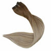 Picture of Fshine Halo Hair Extensions 16 Inch Real Hair Color 10 Fading to 14 Hidden Crown Hair Extensions Straight Hair 80 Gram