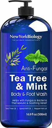 Picture of New York Biology Tea Tree Mint Body Wash for Men and Women - Moisturizing Body Wash Helps Fight Athletes Foot, Skin Irritation, Jock Itch, Toenail Fungus, Ringworms, Body Odor and Eczema - 16.9 Fl Oz
